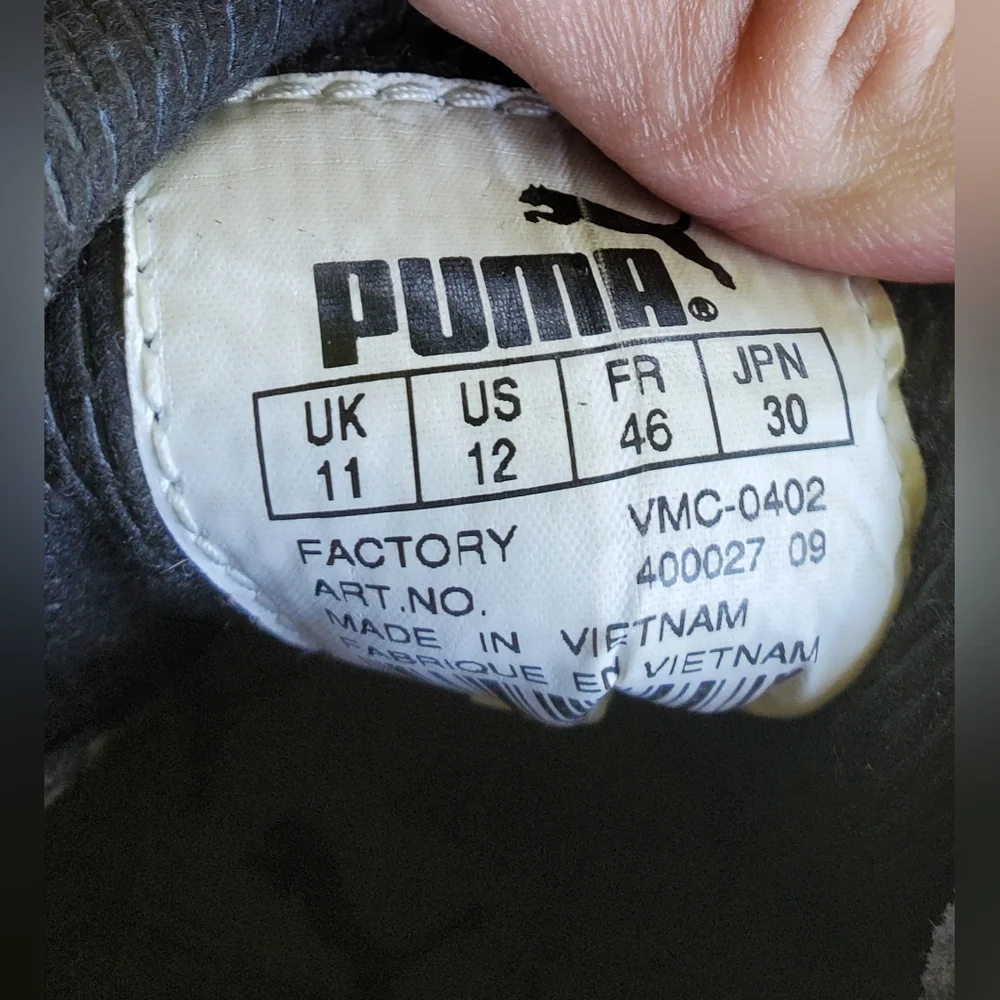 Vintage Puma Men's Shoe. Gray Suede. Size 12. GVC. Retro.